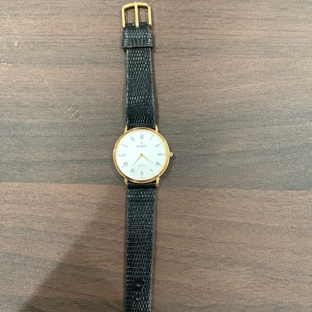 Vintage Peugeot leather band men’s watch